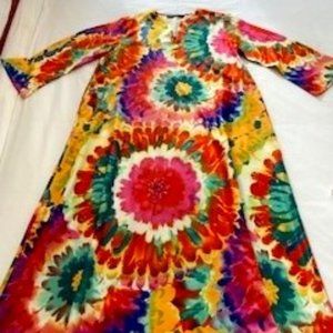 Caftan Satin Tie Die Dress Coverup XXL